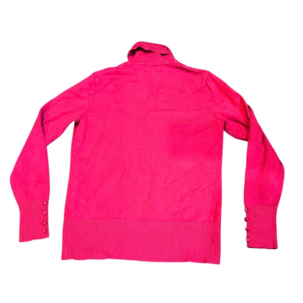 Spense Knits Hot Pink Turtleneck Sweater Long Sleeve Button Cuff Size M L8L01 - Picture 6 of 6